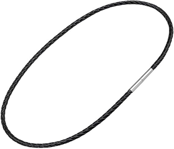 Geflochtene Lederhalskette „Eclipse“ – 60 cm | Echtleder & Edelstahl