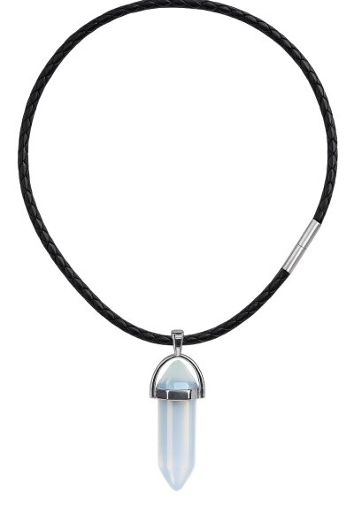 Opalit Anhänger mit Lederband Heilstein für Harmonie & innere Ruhe handgefertigt